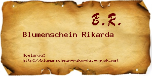 Blumenschein Rikarda névjegykártya
